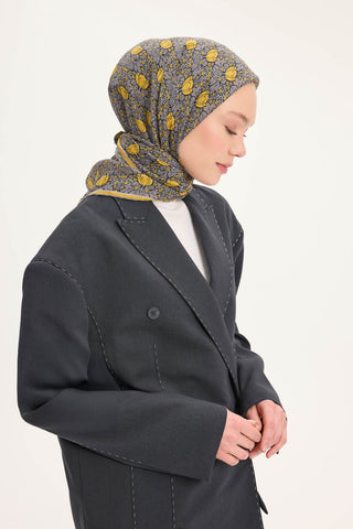 Tencel Monare Eşarp Bahar Desen Sarı 90X90