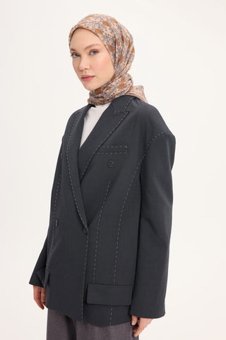 Tencel Monare Eşarp Bahar Desen Açık Kahve 90X90