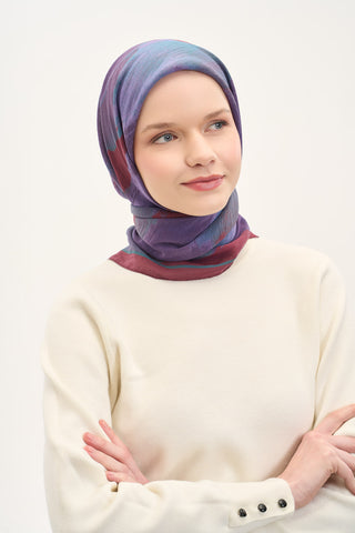 Olinda İpek Karışımlı Eşarp Soyut Desen Petrol 90x90