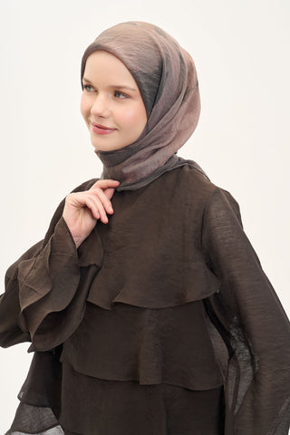 Olinda İpek Karışımlı Eşarp Soyut Desen Mocha Mousse 90x90