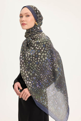 Tencel Monare Lacivert Taş Desen 75x195