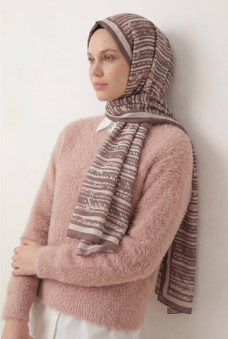 Şerit Desen Pudra 75X195 Soft Şal