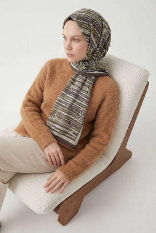 Şerit Desen Haki 75X195 Soft Şal