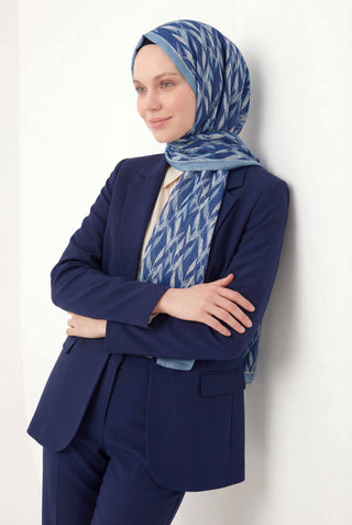 Yaprak Desen Lacivert 75X195 Soft Şal