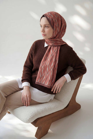 Yaprak Desen Pembe 75X195 Soft Şal