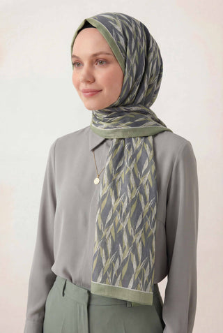 Yaprak Desen Gri 75X195 Soft Şal