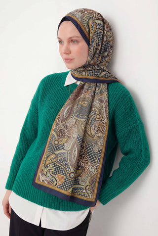 Etnik Desen Gece Mavisi 75X195 Soft Şal