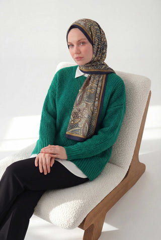 Etnik Desen Gece Mavisi 75X195 Soft Şal