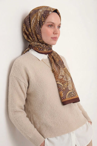 Etnik Desen Kızıl Kahve 75X195 Soft Şal