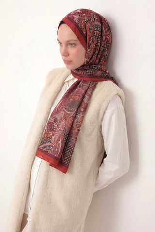 Etnik Desen Mercan 75X195 Soft Şal