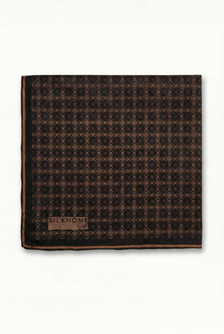Pamuk Karışımlı Eşarp Turuncu Monogram Desen Soft Dokulu Kaymaz 90X90