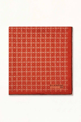 Cotton Blend Scarf, Orange Monogram Pattern, Soft Texture, Non-Slip, 90x90 cm