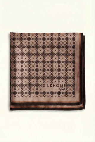 Pamuk Karışımlı Eşarp Vizon Monogram Desen Soft Dokulu Kaymaz 90X90