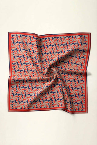 Pamuk Karışımlı Eşarp Somon Geometrik Dalga Desen Soft Dokulu Kaymaz 90X90