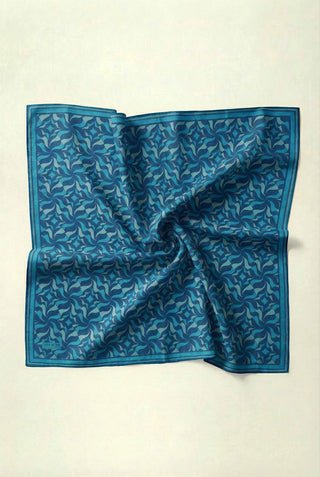 Pamuk Karışımlı Eşarp Lila Geometrik Dalga Desen Soft Dokulu Kaymaz 90X90