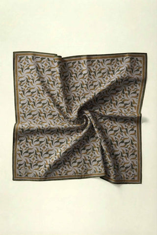 Pamuk Karışımlı Eşarp Gri Geometrik Dalga Desen Soft Dokulu Kaymaz 90X90