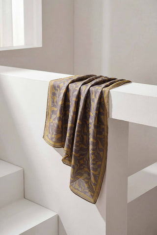 Pamuk Karışımlı Eşarp Gri Geometrik Dalga Desen Soft Dokulu Kaymaz 90X90