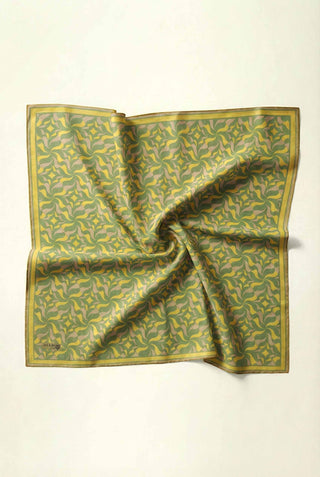Pamuk Karışımlı Eşarp Açık Yeşil Geometrik Dalga Desen Soft Dokulu Kaymaz 90X90