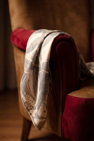 Pamuk Karışımlı Eşarp Kum Beji Modern Flora Desen Soft Dokulu Kaymaz 90X90