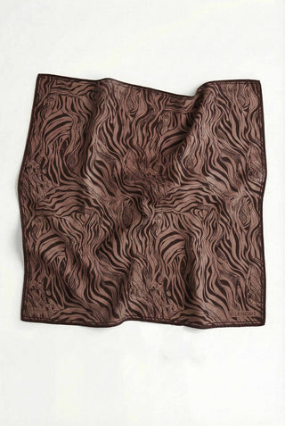 Pamuk Karışımlı Eşarp Kahverengi Zebra Desen Soft Dokulu Kaymaz 90X90
