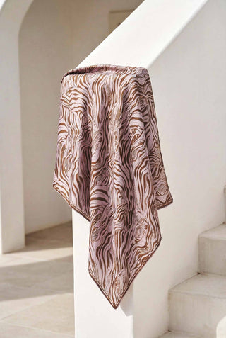 Pamuk Karışımlı Eşarp Pastel Lila Zebra Desen Soft Dokulu Kaymaz 90X90