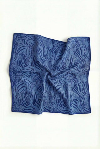 Pamuk Karışımlı Eşarp Mavi Zebra Desen Soft Dokulu Kaymaz 90X90
