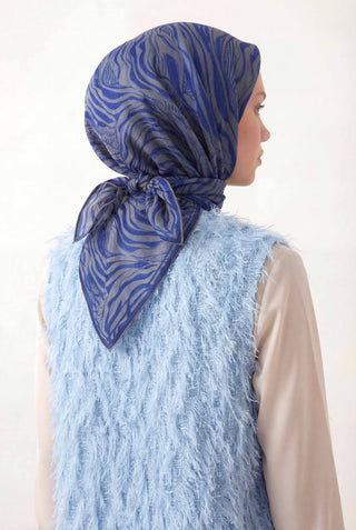 Pamuk Karışımlı Eşarp Füme Zebra Desen Soft Dokulu Kaymaz 90X90