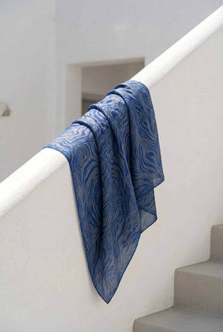 Pamuk Karışımlı Eşarp Füme Zebra Desen Soft Dokulu Kaymaz 90X90