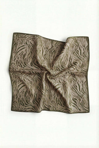 Pamuk Karışımlı Eşarp Koyu Vizon Zebra Desen Soft Dokulu Kaymaz 90X90