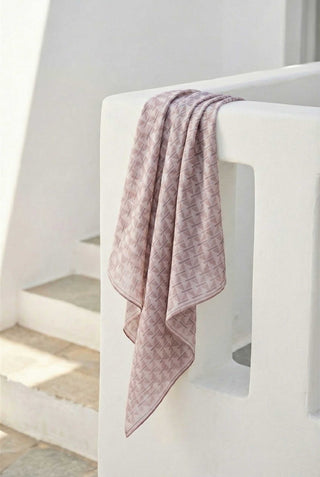 Pamuk Karışımlı Eşarp Toz Pembe Geometrik Üçgen Desen Soft Dokulu Kaymaz 90X90