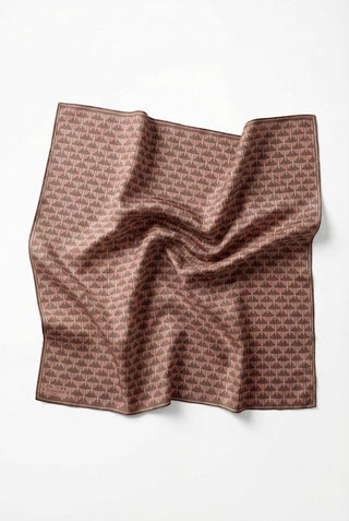 Pamuk Karışımlı Eşarp Kahverengi Geometrik Üçgen Desen Soft Dokulu Kaymaz 90X90