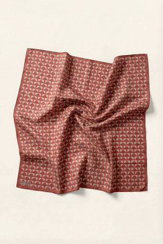 Pamuk Karışımlı Eşarp Bordo Geometrik Üçgen Desen Soft Dokulu Kaymaz 90X90