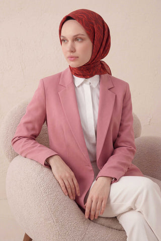 Pamuk Karışımlı Soft Eşarp Başak Desen Bordo 90x90