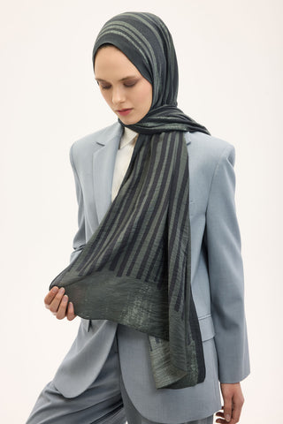 Urban Hours Orya Yeşil Siyah Mayda Şal 190x70 - | Silk Home