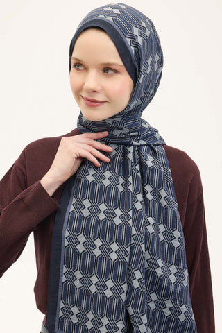 Urban Hours Lumera Gece Mavi Mayda Şal 190x70 - | Silk Home