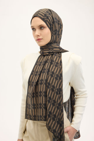 Urban Hours Lumera Koyu Kahverengi Mayda Şal 190x70 - | Silk Home