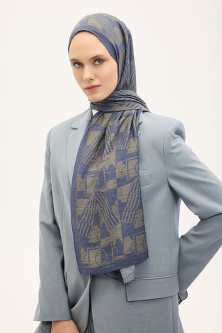 Urban Hours Elvora Indigo Mayda Şal 190x70