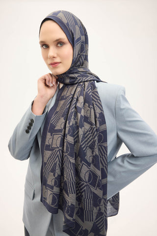 Urban Hours Elvora Koyu Indigo Mayda Şal 190x70