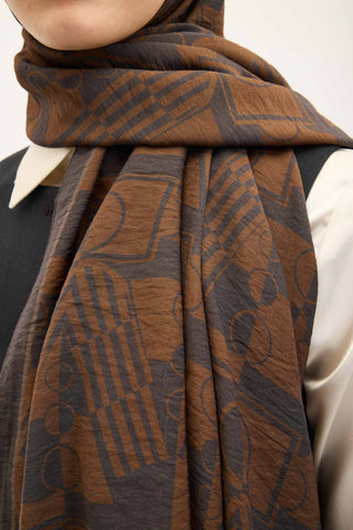 Urban Hours Elvora Acı Kahve Mayda Şal 190x70 - | Silk Home