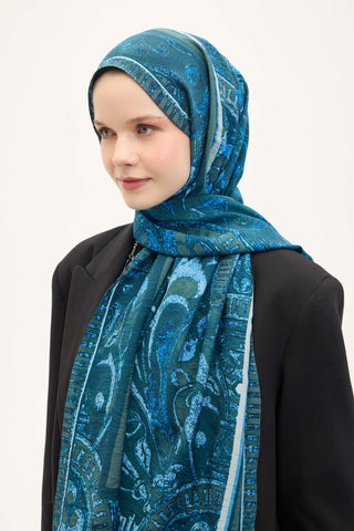 Urban Hours Antik Petrol Yeşili Mayda Şal 190x70 - | Silk Home