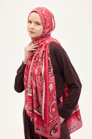 Urban Hours Antik Çilek Kırmızı Mayda Şal 190x70