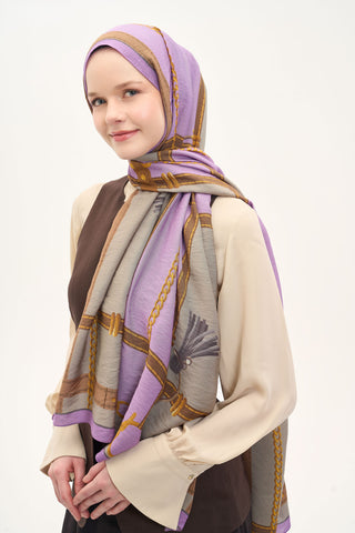 Urban Hours Büyük Zincir Lila Mayda Şal 190x70