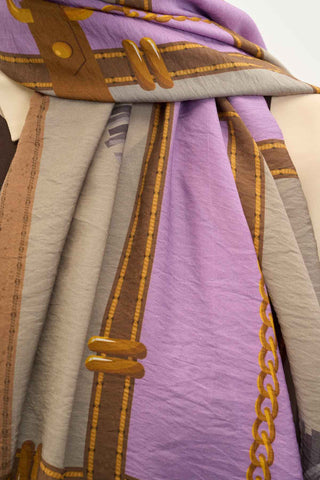 Urban Hours Büyük Zincir Lila Mayda Şal 190x70