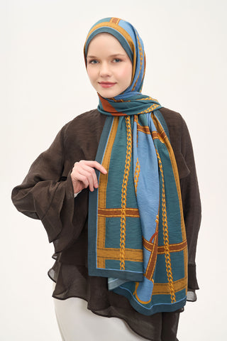 Urban Hours Büyük Zincir Petrol Yeşili Mayda Şal 190x70