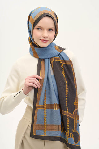 Urban Hours Büyük Zincir Soluk Mavi Mayda Şal 190x70