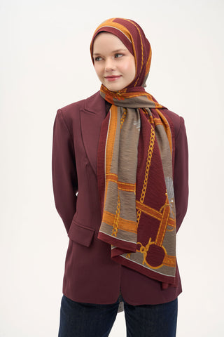 Urban Hours Büyük Zincir Sütlü Kahve Mayda Şal 190x70