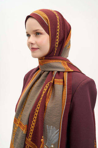 Urban Hours Büyük Zincir Sütlü Kahve Mayda Şal 190x70