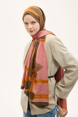 Urban Hours Büyük Zincir Toz Pembe Mayda Şal 190x70