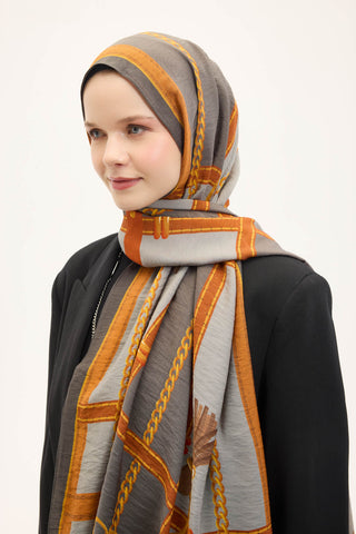 Urban Hours Büyük Zincir Gri Mayda Şal 190x70