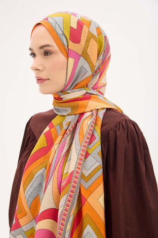 Urban Hours Lora Desen Turuncu Mayda Şal 190x70